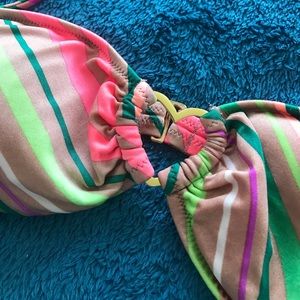 VS Swim Striped Bandeau Bikini Top w/ Heart Detail